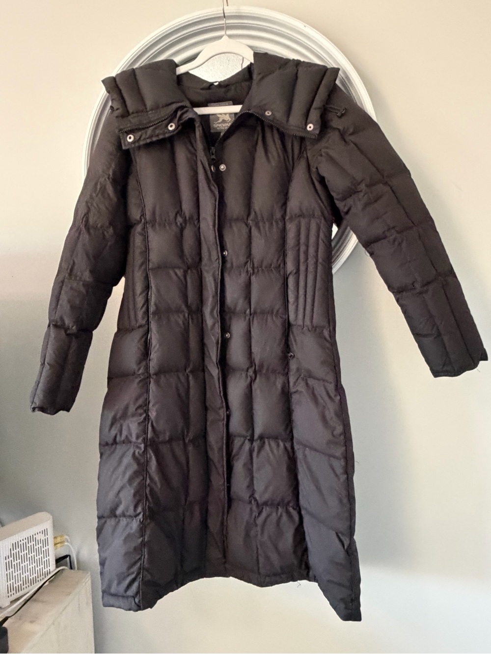 Spiewak Long Quilted Down Parka Winter Coat Black - Size M